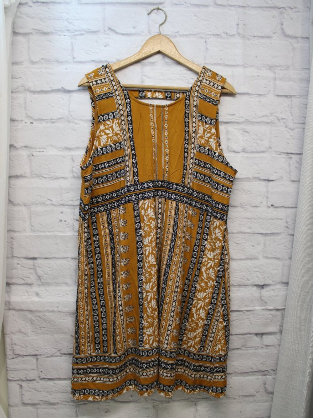 Maurices Plus XXL Mustard Yellow Sleeveless Boho Summer Sun Midi Dress